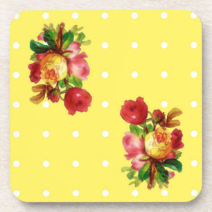 Roses On Yellow Cork Coaster