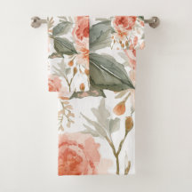 Roses orange aquarelle botanique corail floral