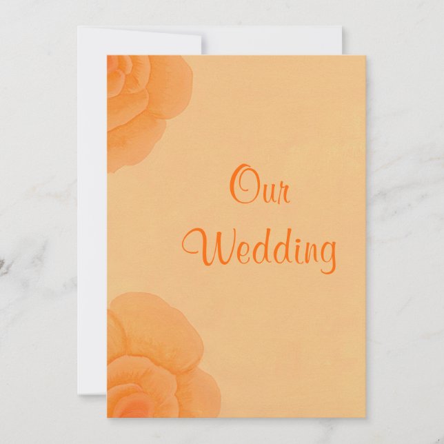 Roses Orange Faded, Invitations De Mariage Personn (Devant)