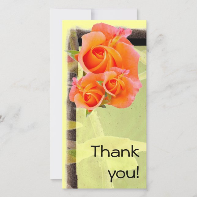 Roses orange sur carte jaune (Devant)