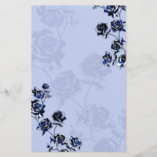 Roses Over Pale Blue Stationery