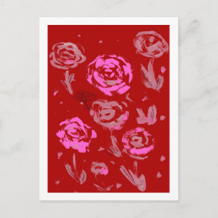 Roses Painting red background abstract Postcard