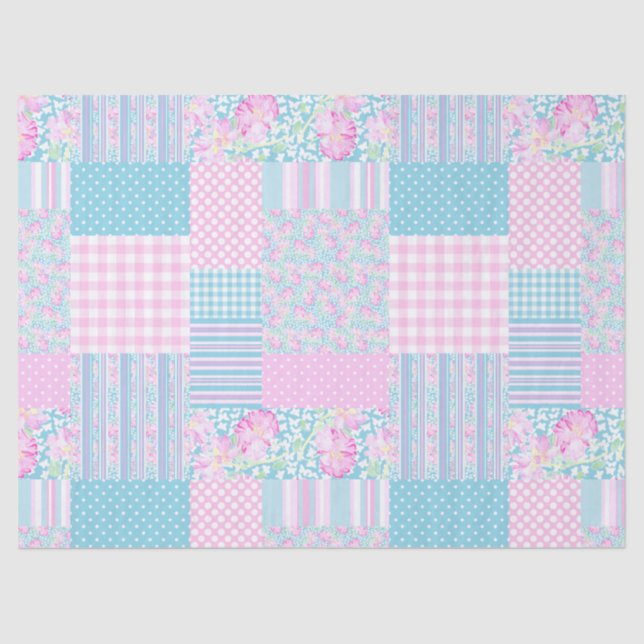 Roses, papier de soie de soie de patchwork de Faux (Recto)