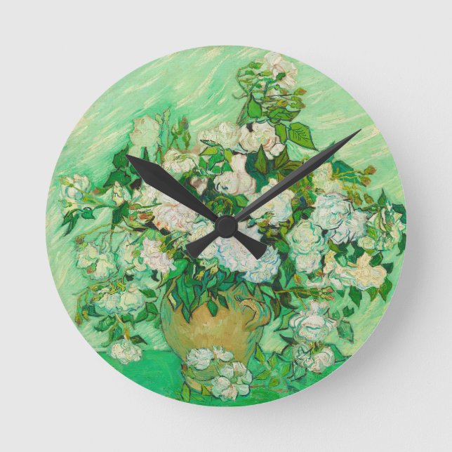 Roses par Vincent van Gogh Round Wall Horloge (Recto)