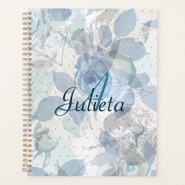 Roses pastel luxury Monogram Planner (Front)