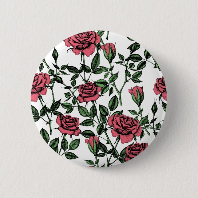 Roses pattern 2 inch round button (Front)