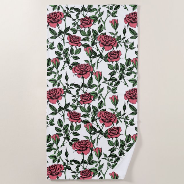 Roses pattern beach towel (Front)