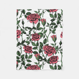 Roses pattern fleece blanket
