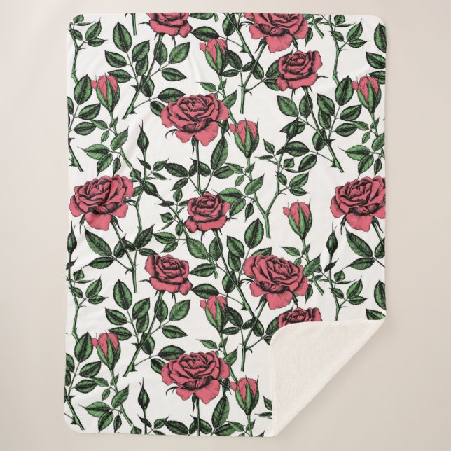 Roses pattern sherpa blanket (Front)
