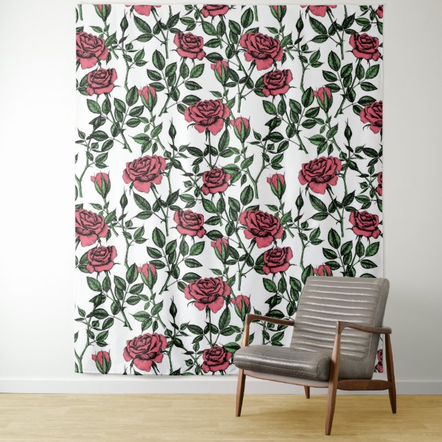 Roses pattern tapestry (In Situ)