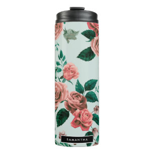 Roses Pattern Thermal Tumbler