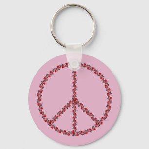 Roses Peace Sign Keychain