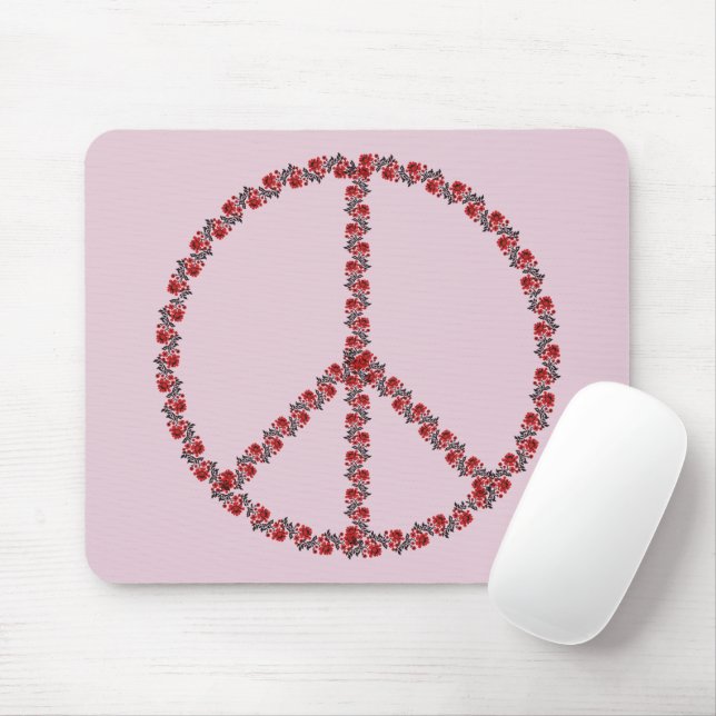 Roses Peace Sign Mouse Pad (With Mouse)