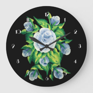 Roses peints à la main Horloge ronde du mur