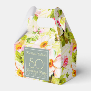 Roses Peonies 80th Birthday Thank You Favour Box