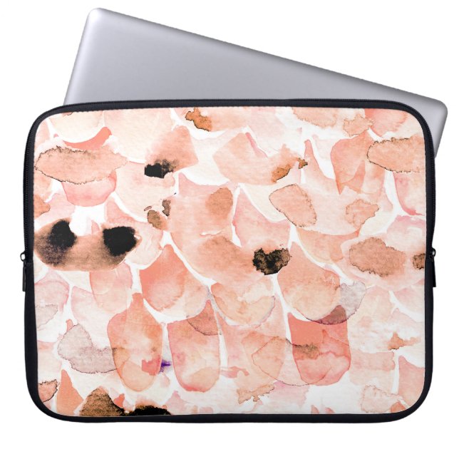 Roses, peony, and leaves, watercolor pattern. laptop sleeve (Front)
