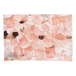 Roses, peony, and leaves, watercolor pattern. pillowcase