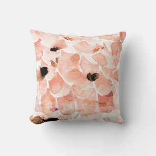 Roses, peony, and leaves, watercolor pattern. throw pillow