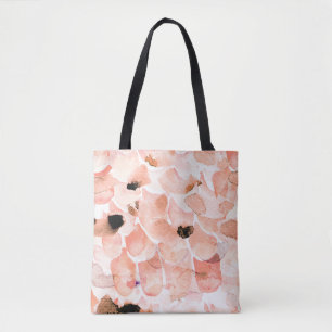 Roses, peony, and leaves, watercolor pattern. tote bag