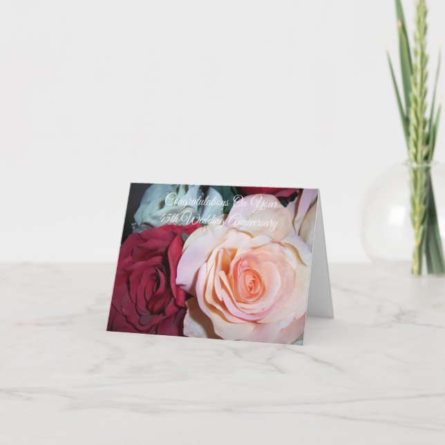 Roses Personalised 45th Wedding Anniversary Card (Front)