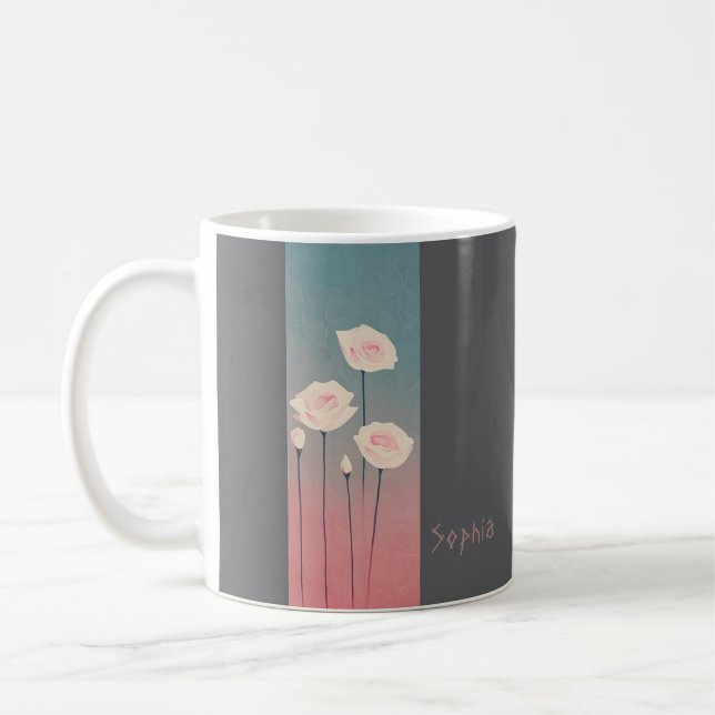 Roses, personalized coffee mug (Left)