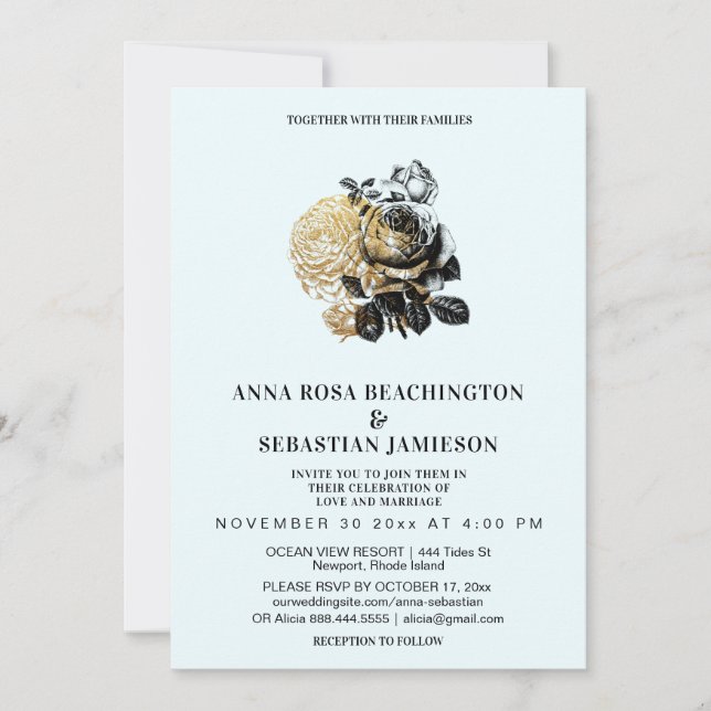 * Roses PHOTO Floral AR8 Wedding RSVP Invitation (Front)