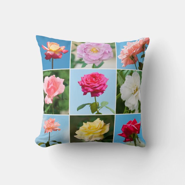 Roses photos template framed throw pillow (Front)