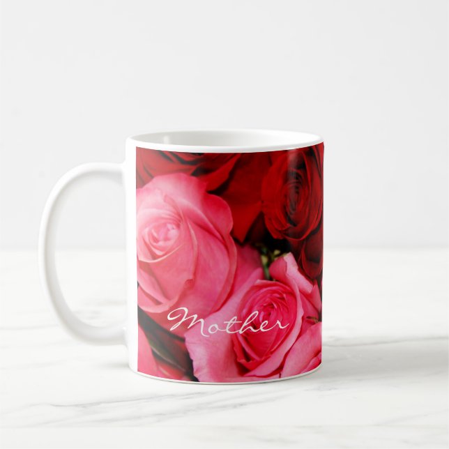 Roses, Pink and Red Coffee Mug (Left)