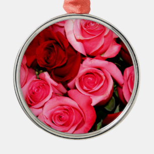 Roses, Pink and Red Metal Ornament