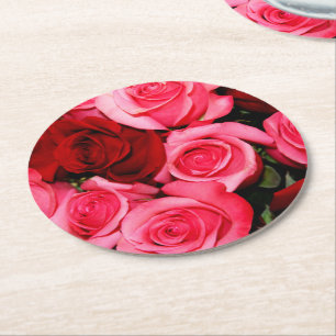 Roses, Pink and Red-Round Party Coasters