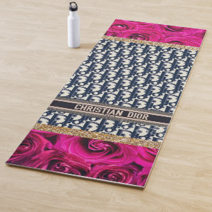  Roses Pink Marble Glitter Yoga Mat