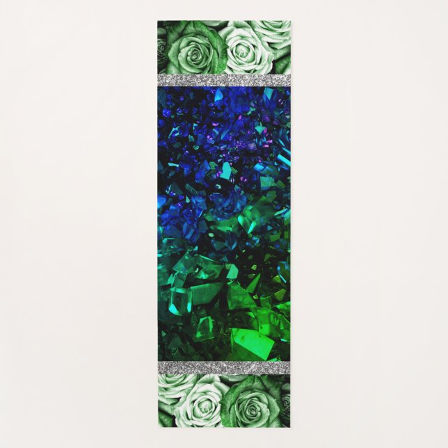  Roses Pink Marble Glitter Yoga Mat (Front)
