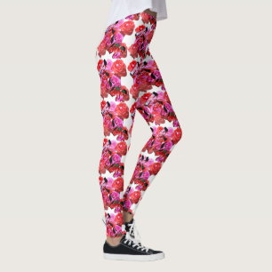 Roses, Pink Red Rose Logo, Ladies Leggings