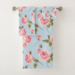 Roses & Polka Dots Pattern Bath Towel Set