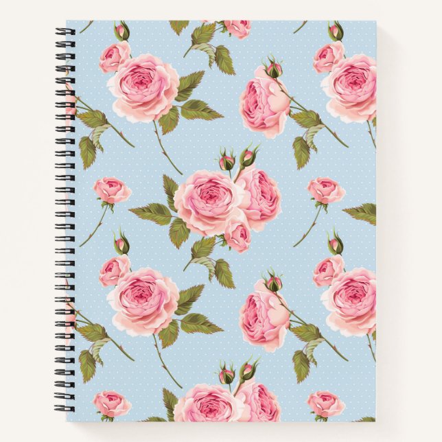 Roses & Polka Dots Pattern Notebook (Front)
