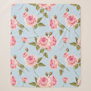 Roses & Polka Dots Pattern Sherpa Blanket