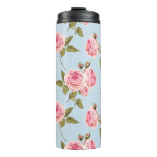 Roses & Polka Dots Pattern Thermal Tumbler