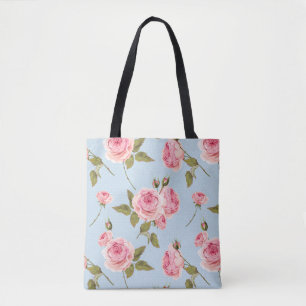 Roses & Polka Dots Pattern Tote Bag