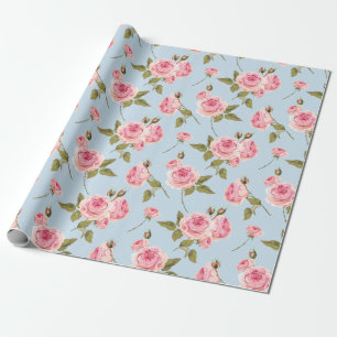 Roses & Polka Dots Pattern Wrapping Paper