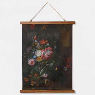 Roses Poppies and Other Flowers - Rachel Ruysch Hanging Tapestry
