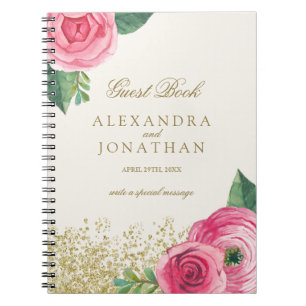 Roses pour aquarelle épousant le livre d'invité