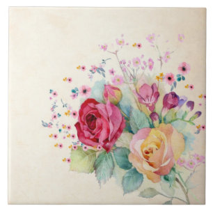 Roses R - Large Ceramic Tile