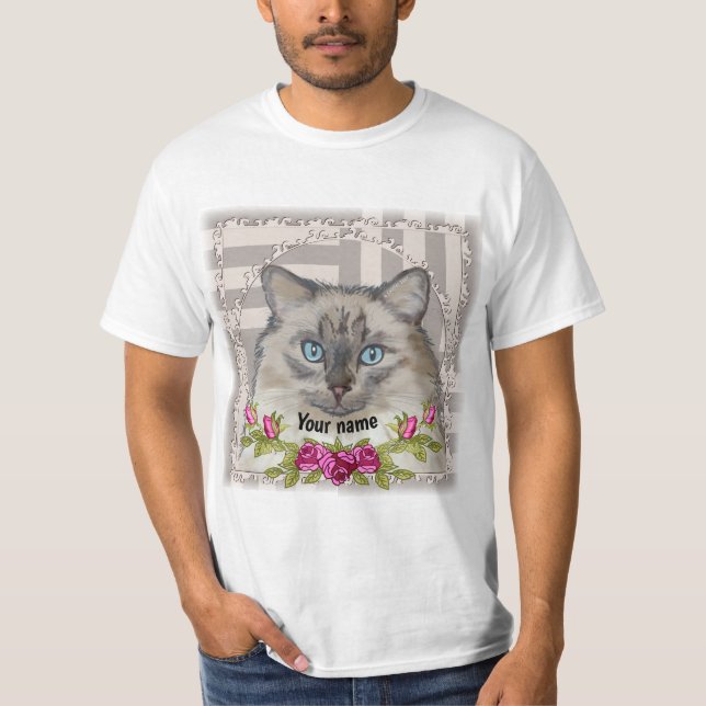 Roses Ragdoll Cat  T-Shirt  (Front)