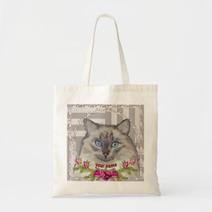 Roses Ragdoll Cat tote bag