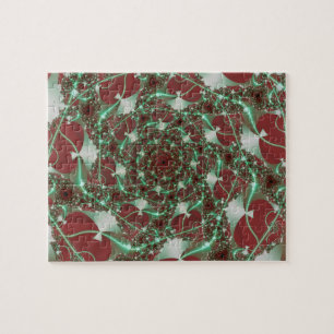 Roses   Red and Green Fractal Art Jigsaw Puzzle