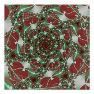 Roses   Red and Green Fractal Art Poster