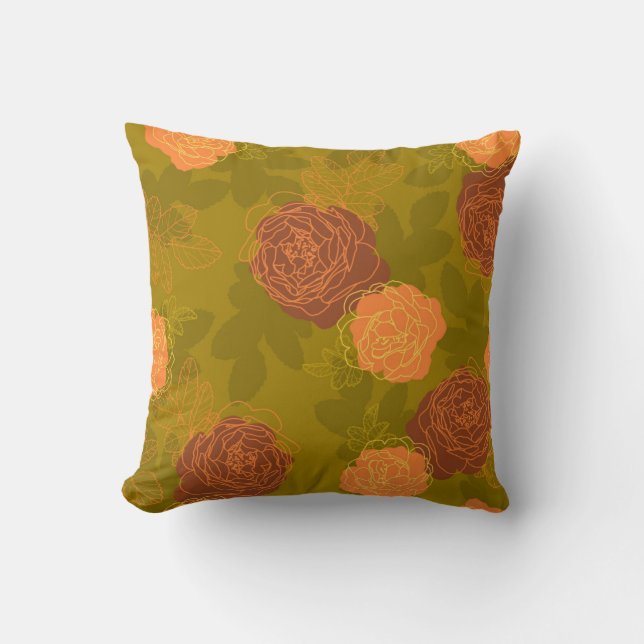 Roses retro colours  throw pillow (Front)