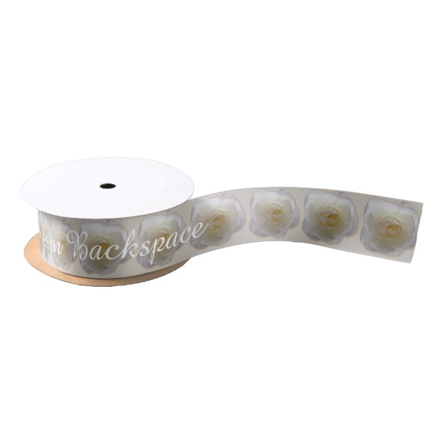 Roses Ribbon Customized White Rose Flower Ribbon Satin Ribbon (Spool)