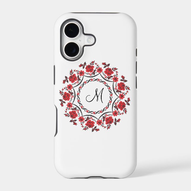 Roses ring Personalized Monogram Initial (Back)