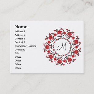 Roses ring Personalized Monogram Initial Business Card